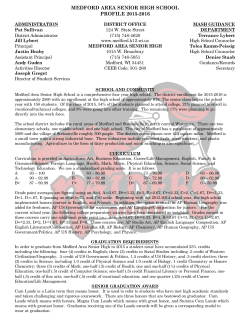 MEDFORD AREA SENIOR HIGH SCHOOL PROFILE 2015-2016