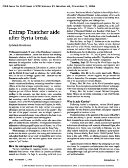 Entrap Thatcher Aide after Syria Break
