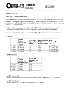 OPRA Bandwidth 1 Second and 100 Milliseconds