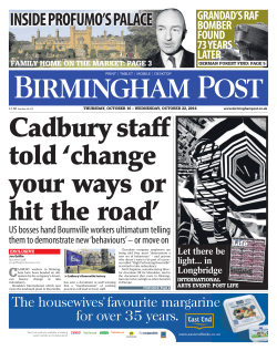 Cadbury Staff Told `Change Your Ways Or Hit The Road`