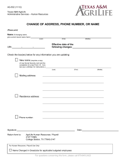 Change of Address, Phone Number, or Name