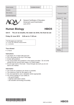 GCE Human Biology Question Paper Unit 05 - The air we