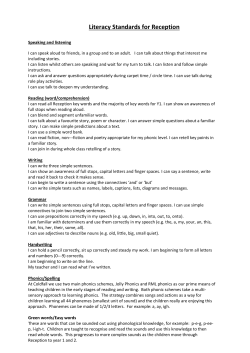 Literacy Standards for Reception