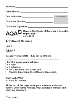 GCSE Additional Science Modified question paper Unit 05