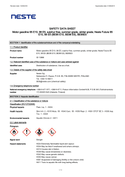 SAFETY DATA SHEET Motor gasoline 95 E10, 98 E5, sulphur free