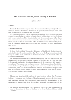 The Holocaust and the Jewish Identity in Slovakia