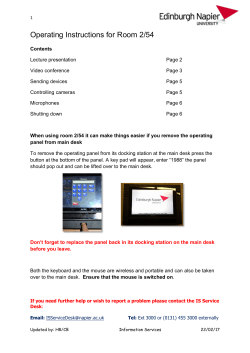 Room 2/54 Video-Conferencing Suite Operating Instructions