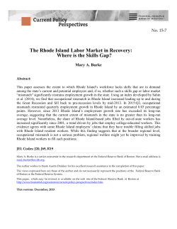 The Rhode Island Labor Market in Recovery: Where is the Skills Gap?