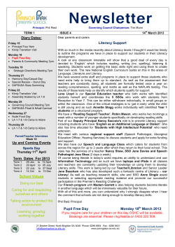 Newsletter - Paringa Park Primary School