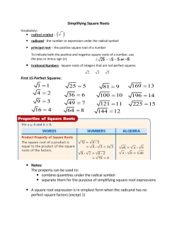 Simplify Square Roots Notes