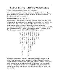 Sect 1.1 - Reading and Writing Whole Numbers