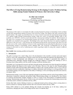 The Effect of Using Brainstorming Strategy in Developing