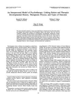 An Interpersonal Model of Psychotherapy: Linking