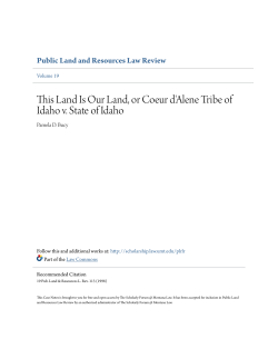 This Land Is Our Land, or Coeur d`Alene Tribe of Idaho v. State of