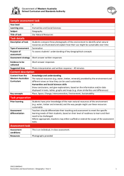 HASS Geography Year 4 Sample Assessment Task - K