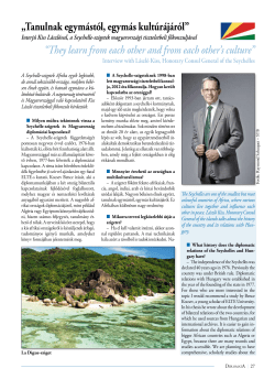 Interj&uacute; Kiss L&aacute;szl&oacute;val, a Seychelle