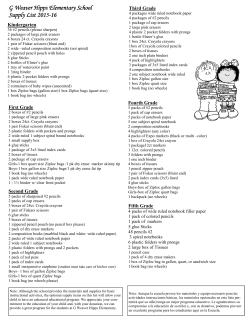 Student Supply Lists - G. Weaver Hipps Elementary School