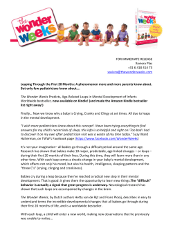 FOR IMMEDIATE RELEASE Xaviera Plas +31 6 418 414 73 xaviera