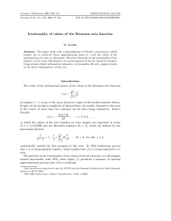 Irrationality of values of the Riemann zeta function