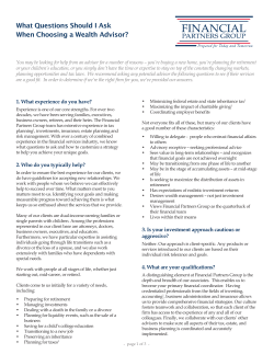 Questions to Ask When Choosing a Wealth Advisor
