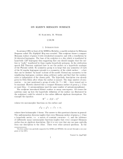ON KLEIN`S RIEMANN SURFACE - Indiana University Bloomington
