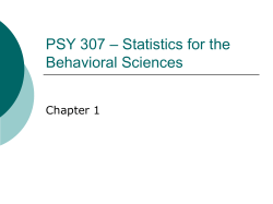 BHS 307 – Statistics for the Behavioral Sciences