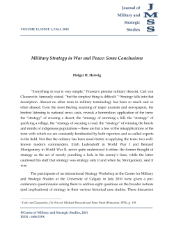 Military Strategy in War and Peace - Journal of Military and Strategic