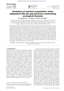 Evolution of nutrient acquisition - Proceedings of the Royal Society B