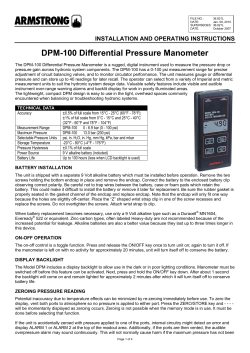 DPM-100 Differential Pressure Manometer