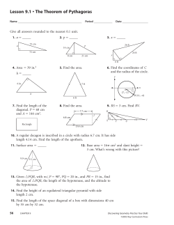 Lesson 9.1 &bull; The Theorem of Pythagoras