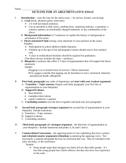 OUTLINE FOR A PERSUASIVE ESSAY