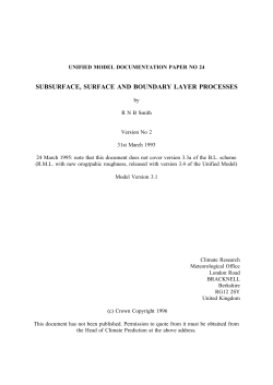 subsurface, surface and boundary layer processes - NCAS-CMS