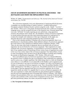 use of ad hominem argument in political discourse