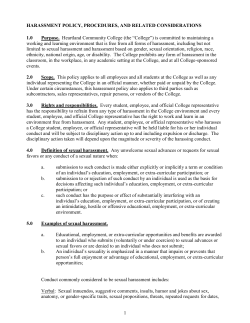 harassment policy, procedures, and related considerations
