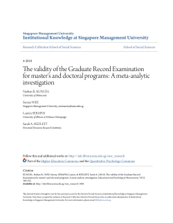 The validity of the Graduate Record Examination for master`s and