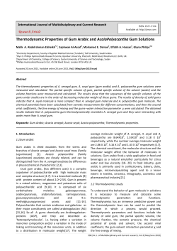 Thermodynamic Properties of Gum Arabic and AcaiaPolyacantha