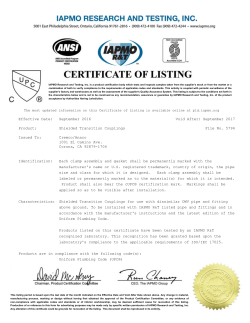 IAPMO File 5794 September 2017 Cremco Transitions - Anaco