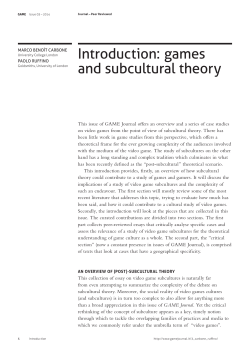 Introduction: games and subcultural theory