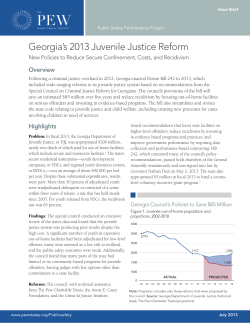 Issue Brief: Georgia`s 2013 Juvenile Justice Reform