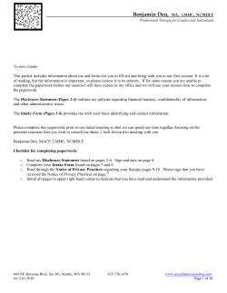 To new clients: This packet includes information about me and forms