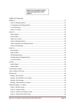 Table of Contents - Holy Cross Crusaders Cricket Club