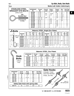 B J-Bolts Gate Hooks Hook Bolts B325