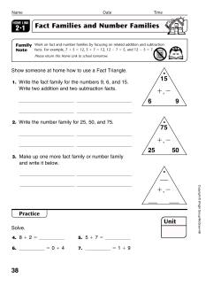 Fact Families and Number Families
