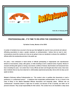PROFESSIONALISM&hellip;IT`S TIME TO RE