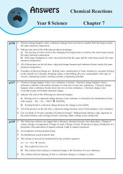 Answers Chemical Reactions Year 8 Science Chapter 7