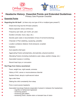 Headache History: Essential Points and