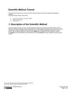 Scientific Method Tutorial 1. Description of the Scientific Method