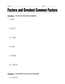 Factors and Greatest Common Factors