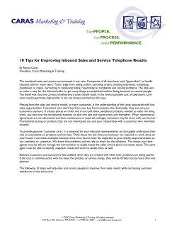 10 Tips for Improving Inbound Sales and Service Telephone Results