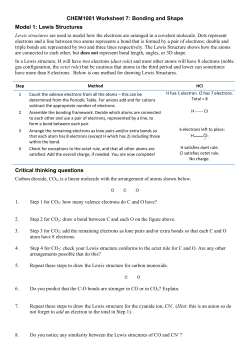 CHEM1001 Worksheet 7: Bonding and Shape Model 1: Lewis